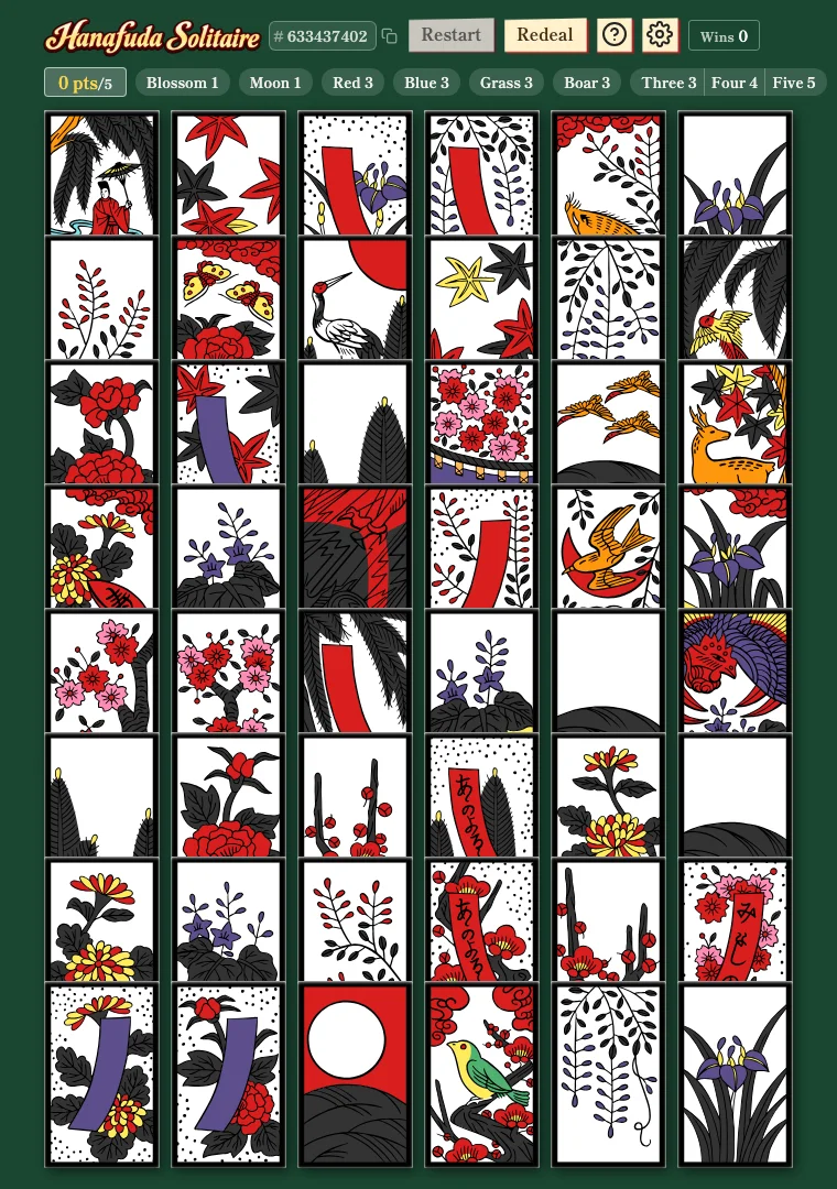 The board right after all 48 cards are dealt
