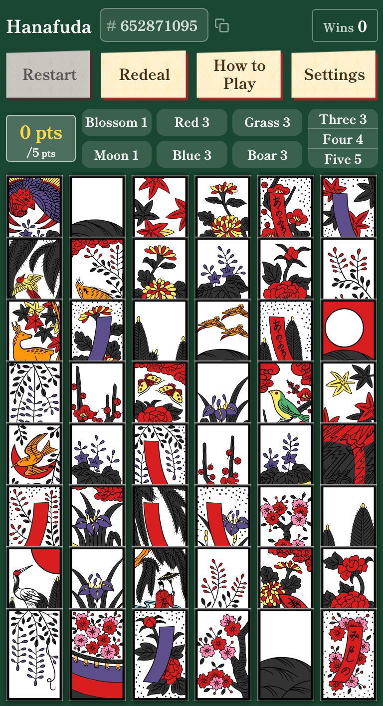 Hanafuda Solitaire on a phone